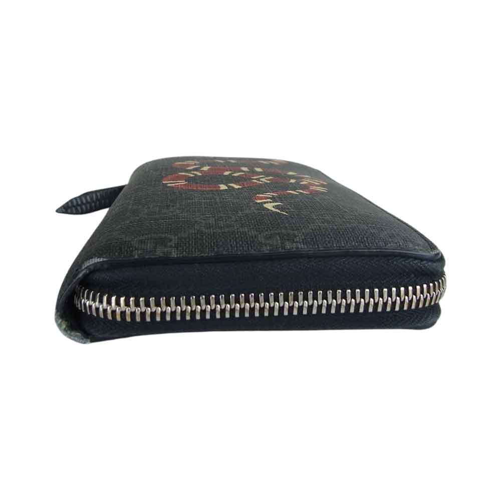 GUCCI グッチ 451273 GGスプリーム キングスネーク プリント ウォレット 財布 ブラック系【中古】