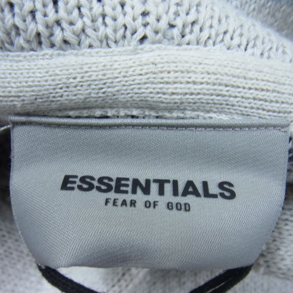 FEAR OF GOD フィアオブゴッド ESSENTIALS エッセンシャルズ Knit Logo Hoodie フロント ロゴ ニット パーカー ベージュ系 グレー系 M【中古】