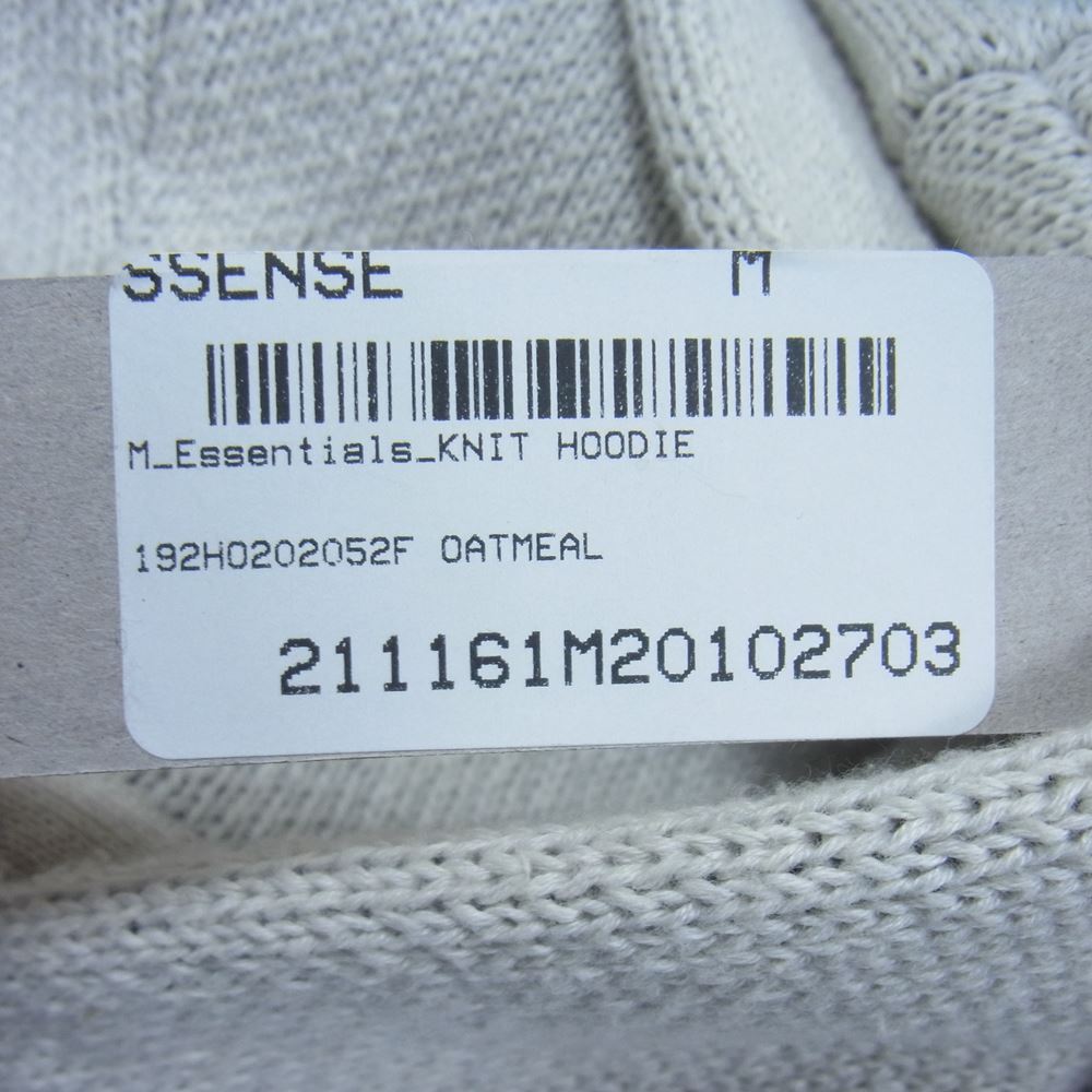 FEAR OF GOD フィアオブゴッド ESSENTIALS エッセンシャルズ Knit Logo Hoodie フロント ロゴ ニット パーカー ベージュ系 グレー系 M【中古】