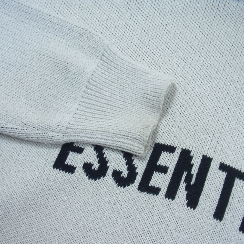 FEAR OF GOD フィアオブゴッド ESSENTIALS エッセンシャルズ Knit Logo Hoodie フロント ロゴ ニット パーカー ベージュ系 グレー系 M【中古】