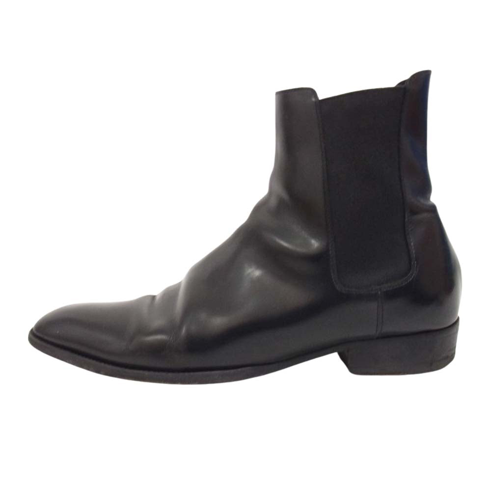 SAINT LAURENT サンローラン 592438 1000 レザー サイドゴア チェルシー ブーツ ブラック系 41 1/2【中古】