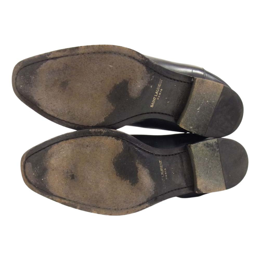 SAINT LAURENT サンローラン 592438 1000 レザー サイドゴア チェルシー ブーツ ブラック系 41 1/2【中古】