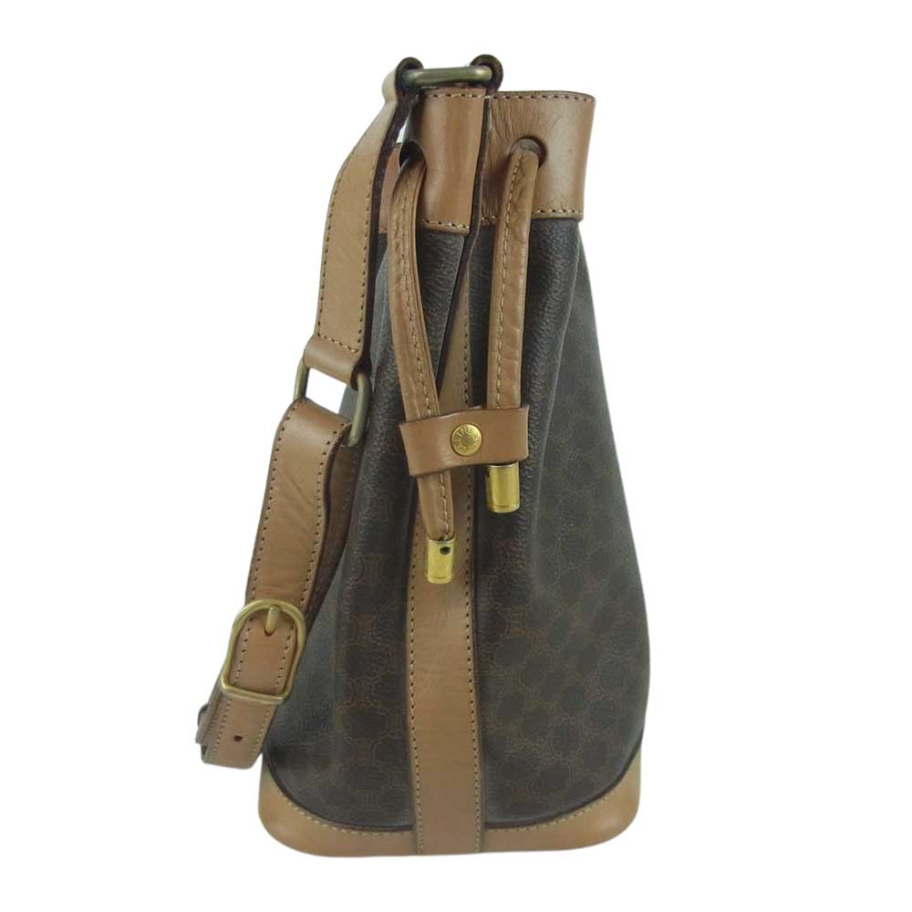 CELINE セリーヌ オールド マカダム ポーチ付き 巾着 ショルダー バッグ イタリア製 ブラウン系【中古】
