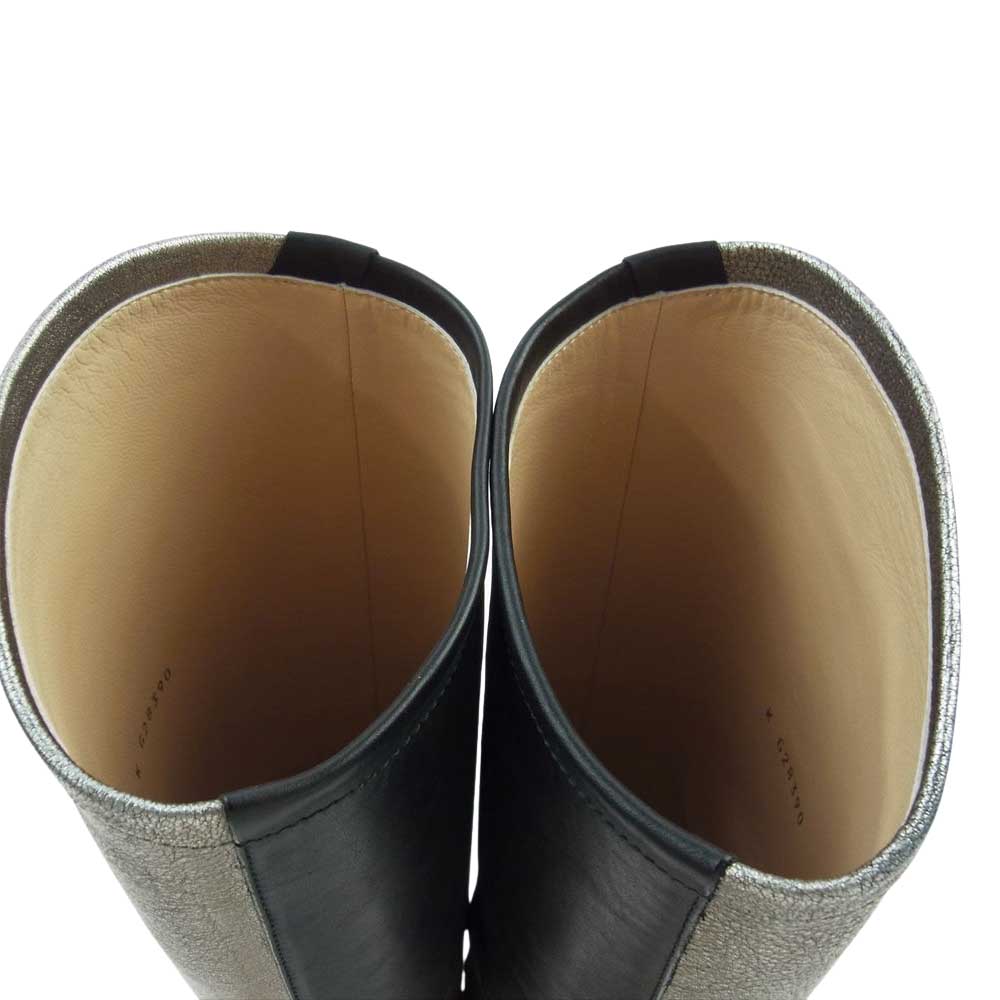 CHANEL シャネル G28390 ココマーク レザー バイカラー  ロング ブーツ ブラック系 シルバー系 37.5【中古】