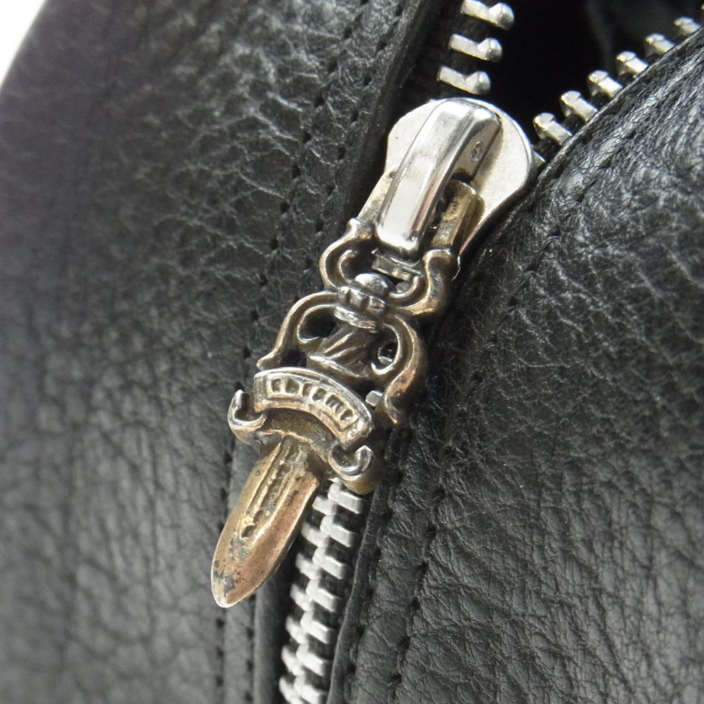 CHROME HEARTS クロムハーツ（原本無） セメタリークロス パッチ レザー ジム バッグ ブラック系【中古】