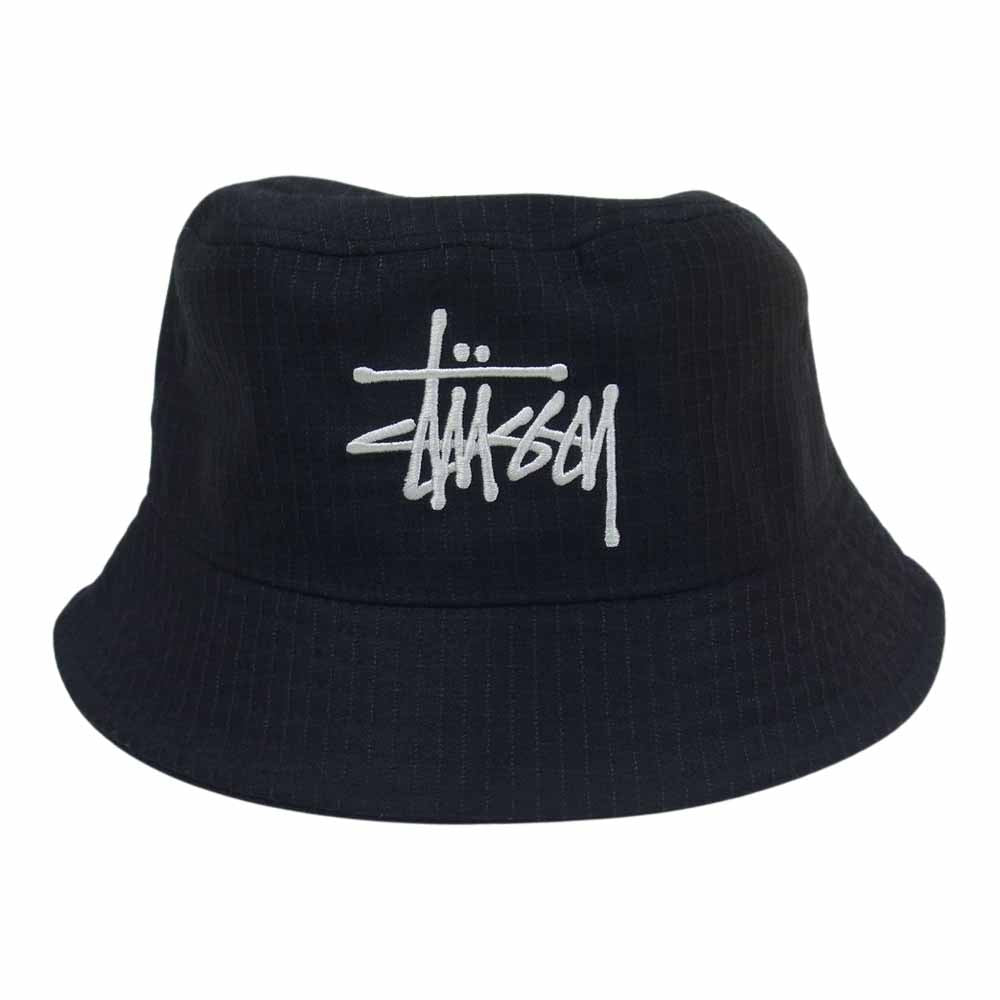 STUSSY ステューシー フロント ロゴ バケットハット ブラック系 L/XL【中古】