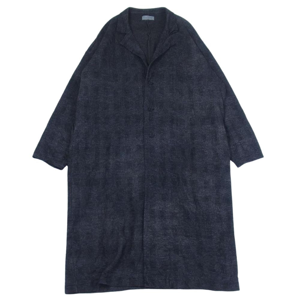 Yohji Yamamoto POUR HOMME ヨウジヤマモトプールオム 22AW HE-T71-080 W/C TOP MELANGE GLEN CHECK 3 BUTTON COAT ムラ染め メランジ グレン チェック コート ブラック系 3【中古】