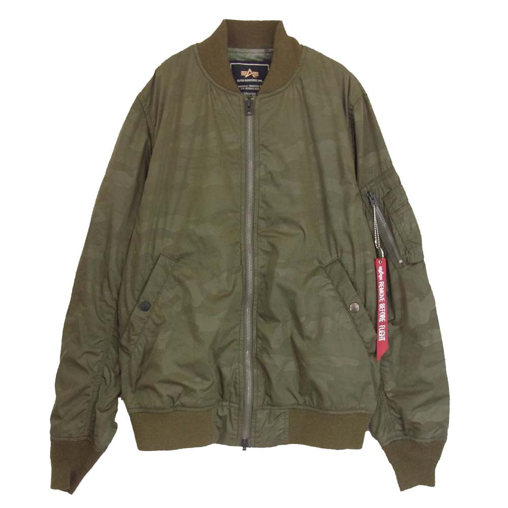 ALPHA アルファ 21208-019 MA-1 LIGHT カモ 迷彩 ライト フライト ジャケット  カーキ系 M【中古】