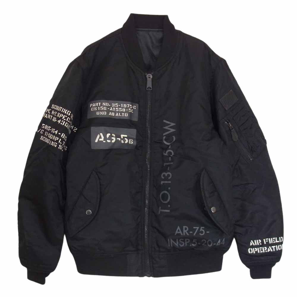 AVIREX アヴィレックス 6152150 40周年記念モデル MA-1 MULTI STENCIL マルチステンシル リバーシブル フライト ジャケット ブラック系 M【中古】