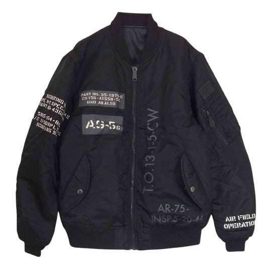 AVIREX アヴィレックス 6152150 40周年記念モデル MA-1 MULTI STENCIL マルチステンシル リバーシブル フライト ジャケット ブラック系 M【中古】