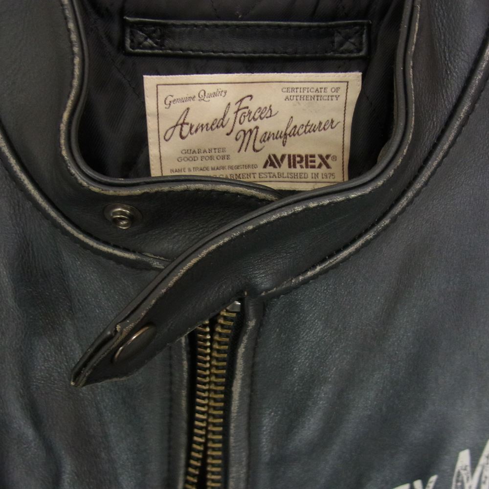 AVIREX アヴィレックス 6171077 SINGLE RIDERS TIGER SHARKS シングル ライダース タイガーシャークス レザー ジャケット 革ジャン ブラック系 M【中古】