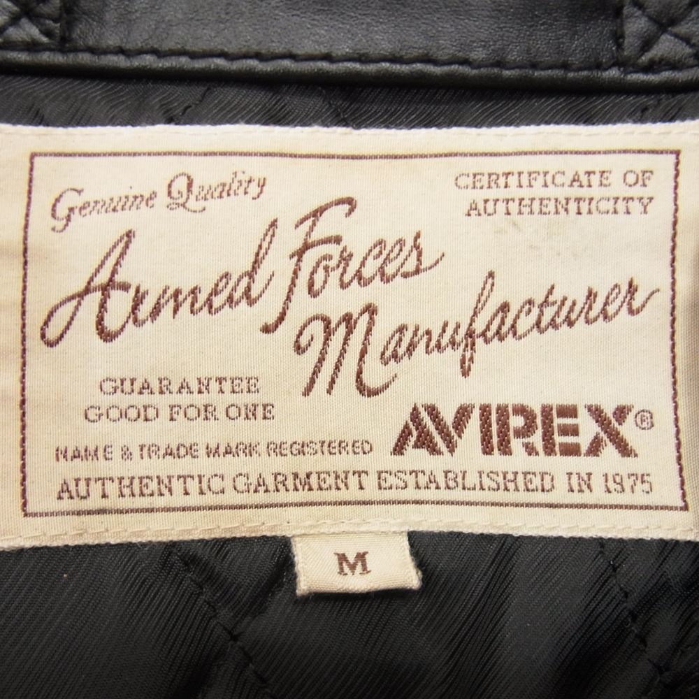 AVIREX アヴィレックス 6171077 SINGLE RIDERS TIGER SHARKS シングル ライダース タイガーシャークス レザー ジャケット 革ジャン ブラック系 M【中古】