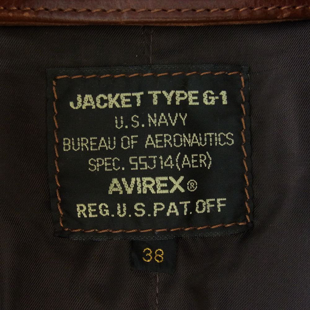 AVIREX アヴィレックス 6151111 TYPE G-1 ミリタリー レザー フライト ジャケット 牛革  ブラウン系 38【中古】