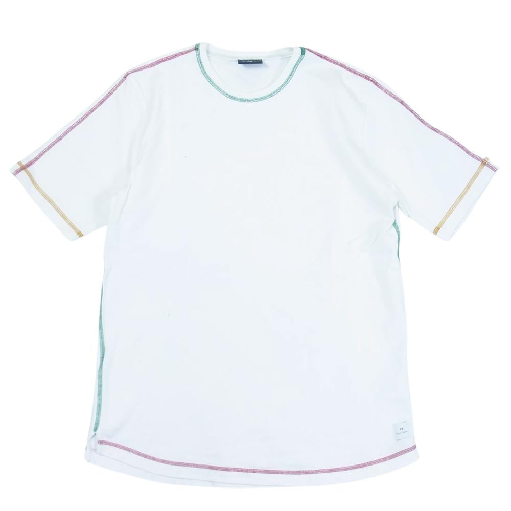 Paul Smith ポール・スミス PY-DW-70239 NECK RIB SPORTS STRIPE T-SHIRT アウトステッチ Tシャツ カットソー 半袖 ホワイト系 M【中古】