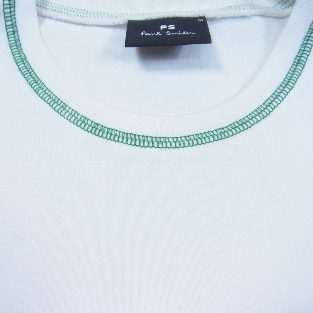 Paul Smith ポール・スミス PY-DW-70239 NECK RIB SPORTS STRIPE T-SHIRT アウトステッチ Tシャツ カットソー 半袖 ホワイト系 M【中古】