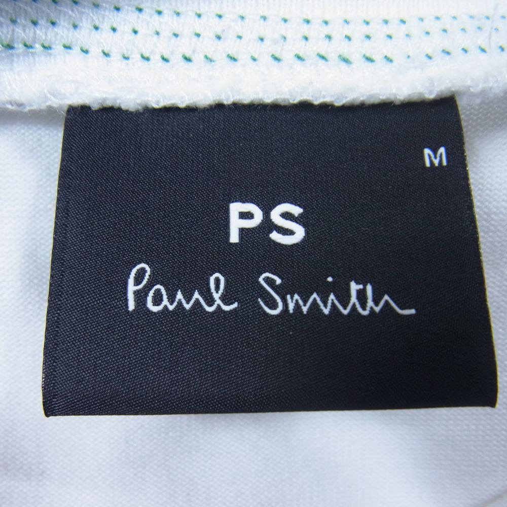 Paul Smith ポール・スミス PY-DW-70239 NECK RIB SPORTS STRIPE T-SHIRT アウトステッチ Tシャツ カットソー 半袖 ホワイト系 M【中古】