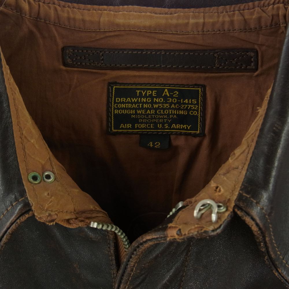 The REAL McCOY'S ザリアルマッコイズ ROUGH WEAR ラフウエア 実名復刻 A-2 レザー フライト ジャケット ブラウン系 42【中古】
