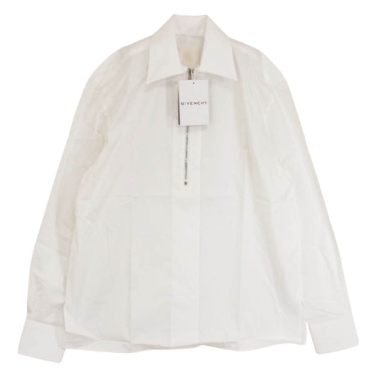 GIVENCHY ジバンシィ BW60UY13UG ハーフジップ ポケット シャツ ブラウス ホワイト系 34【新古品】【未使用】【中古】