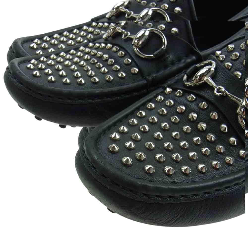 GUCCI グッチ 370917 ホースビット スタッズ レザー ローファー ドライブ シューズ ブラック系 35.5【中古】