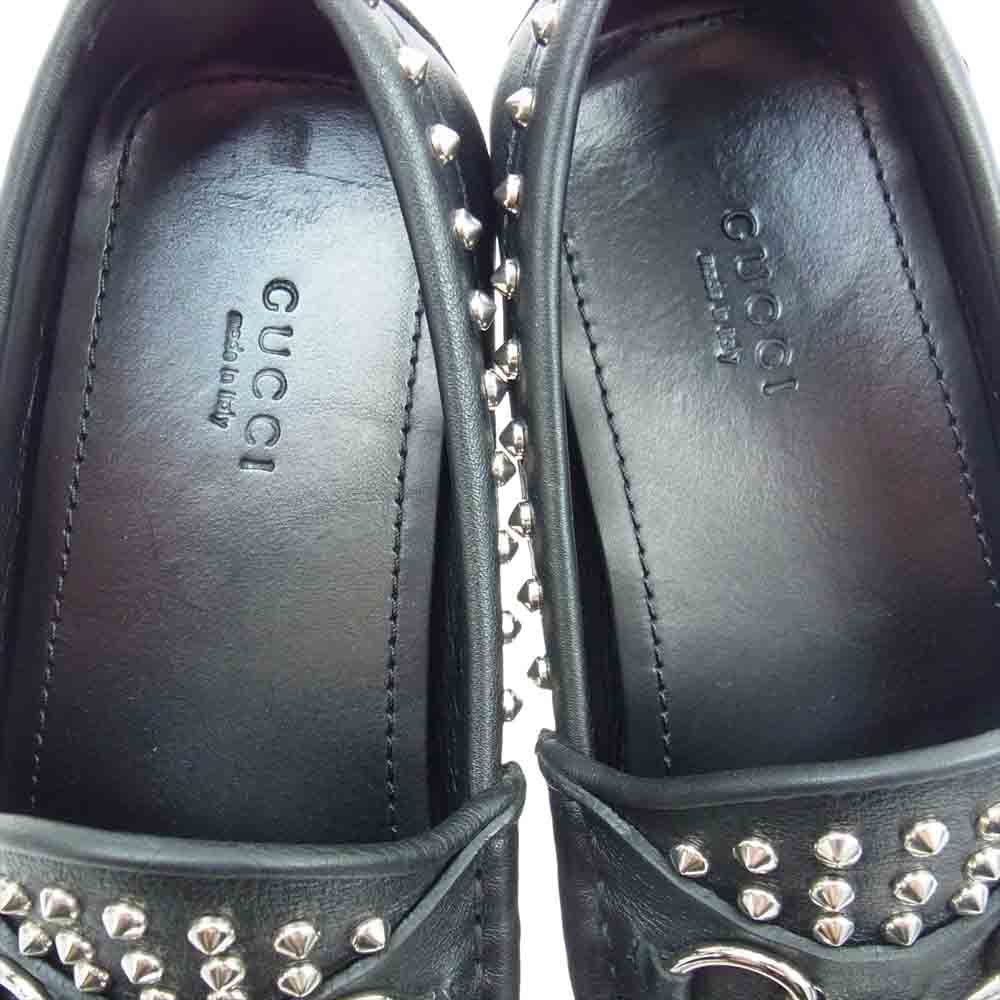GUCCI グッチ 370917 ホースビット スタッズ レザー ローファー ドライブ シューズ ブラック系 35.5【中古】