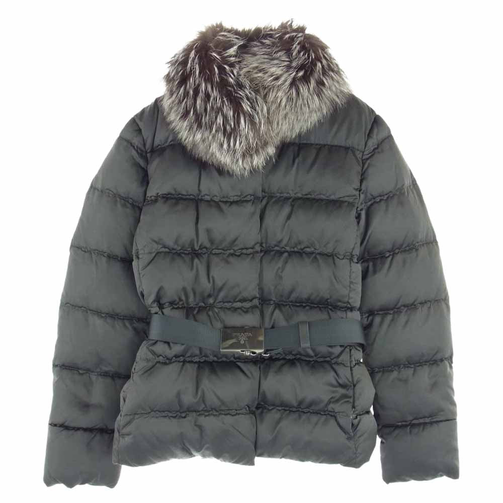 PRADA プラダ 29B150 フォックスファー ベルト付き ダウン ジャケット グレー系 38【中古】