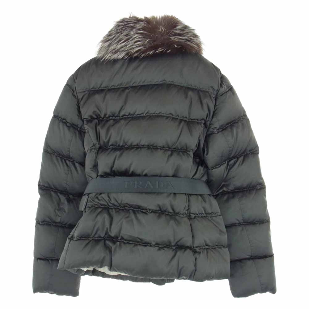 PRADA プラダ 29B150 フォックスファー ベルト付き ダウン ジャケット グレー系 38【中古】