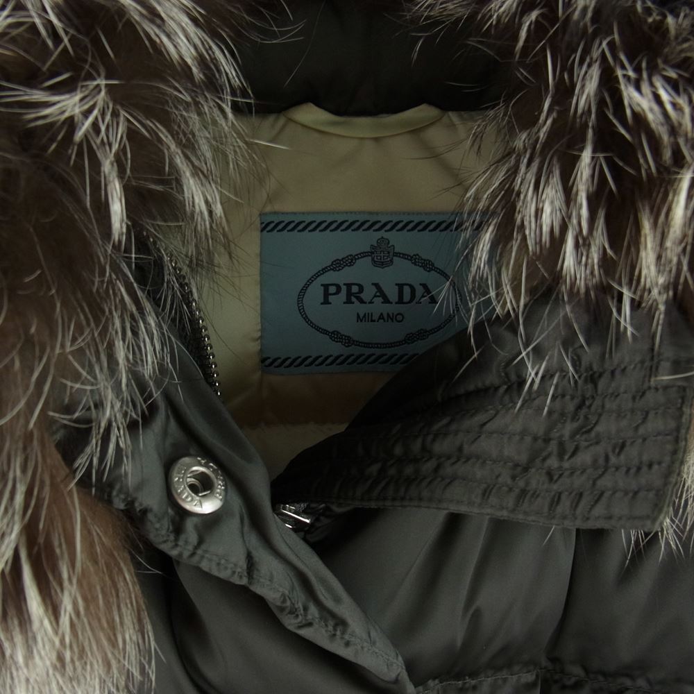PRADA プラダ 29B150 フォックスファー ベルト付き ダウン ジャケット グレー系 38【中古】