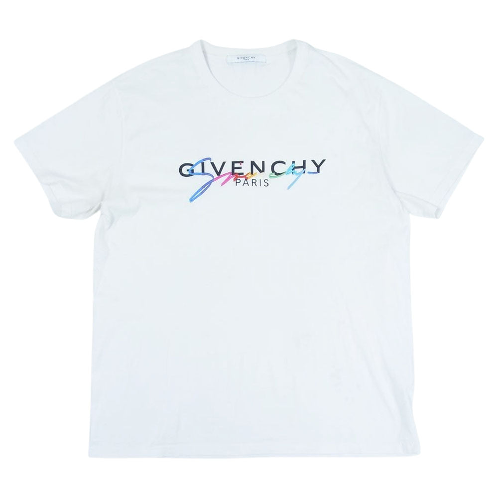 GIVENCHY ジバンシィ BM70RL3002 シグネチャー ロゴ 半袖 Tシャツ ホワイト系 L【中古】