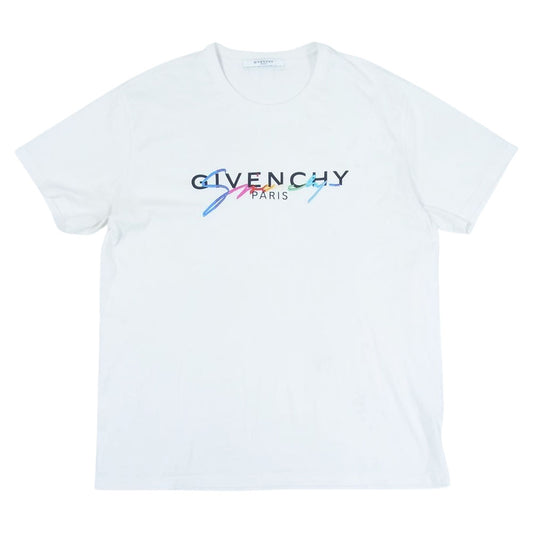 GIVENCHY ジバンシィ BM70RL3002 シグネチャー ロゴ 半袖 Tシャツ ホワイト系 L【中古】