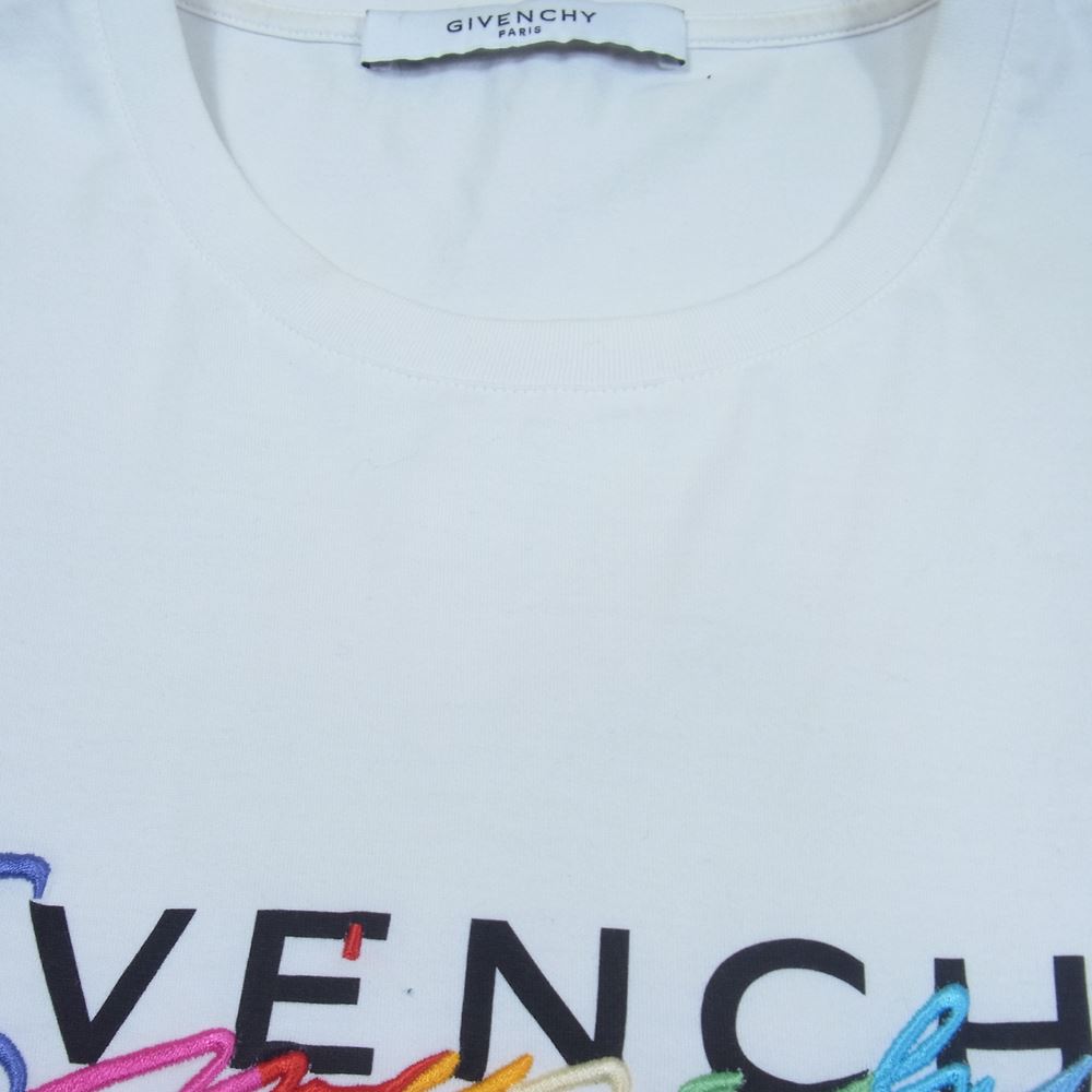 GIVENCHY ジバンシィ BM70RL3002 シグネチャー ロゴ 半袖 Tシャツ ホワイト系 L【中古】