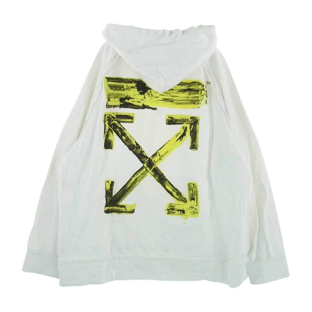 OFF-WHITE オフホワイト OMBB057F19E30010 Hooded Sweatshirt Hoodie アロープリント ドローコード プルオーバー フーディ スウェット ホワイト系 L【中古】