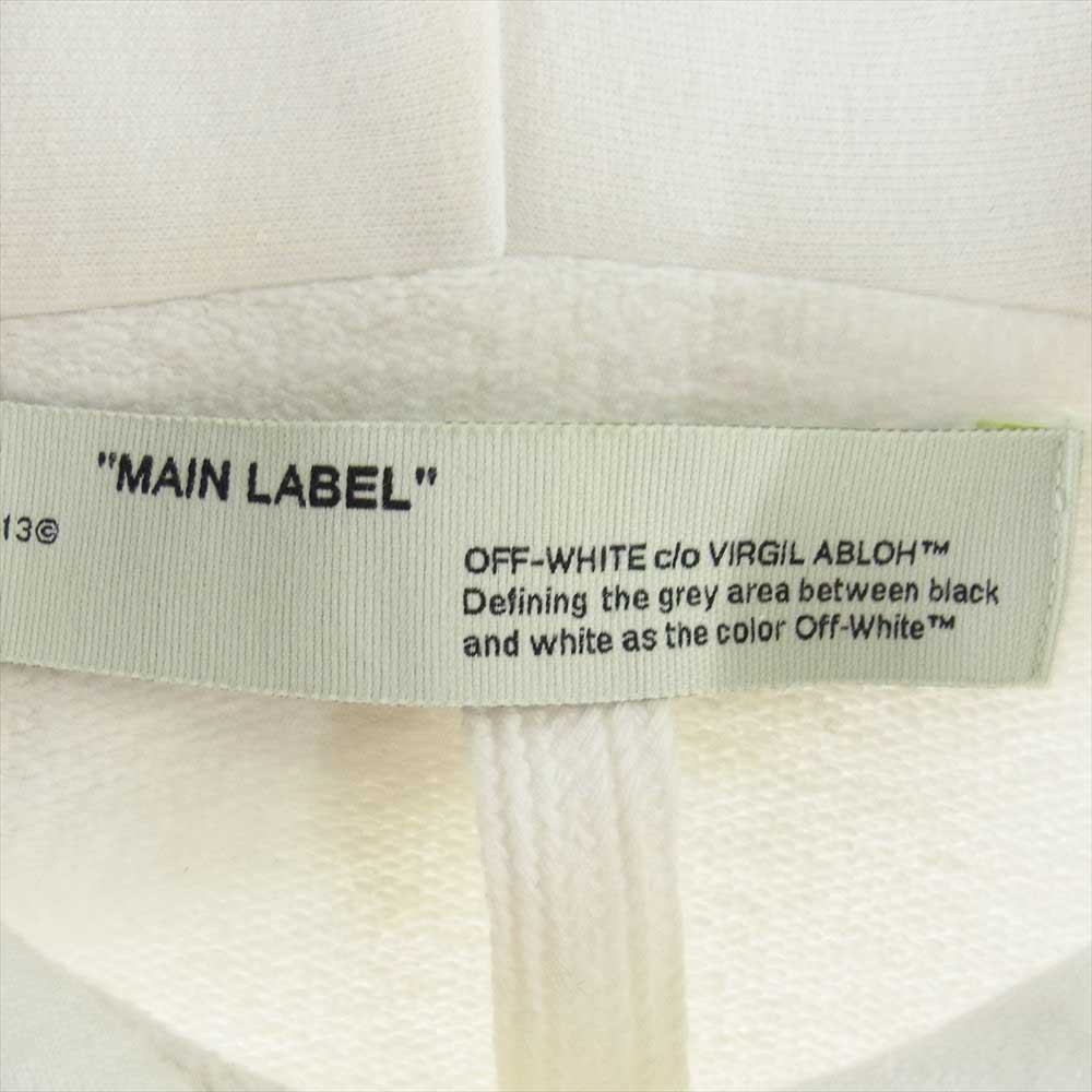 OFF-WHITE オフホワイト OMBB057F19E30010 Hooded Sweatshirt Hoodie アロープリント ドローコード プルオーバー フーディ スウェット ホワイト系 L【中古】