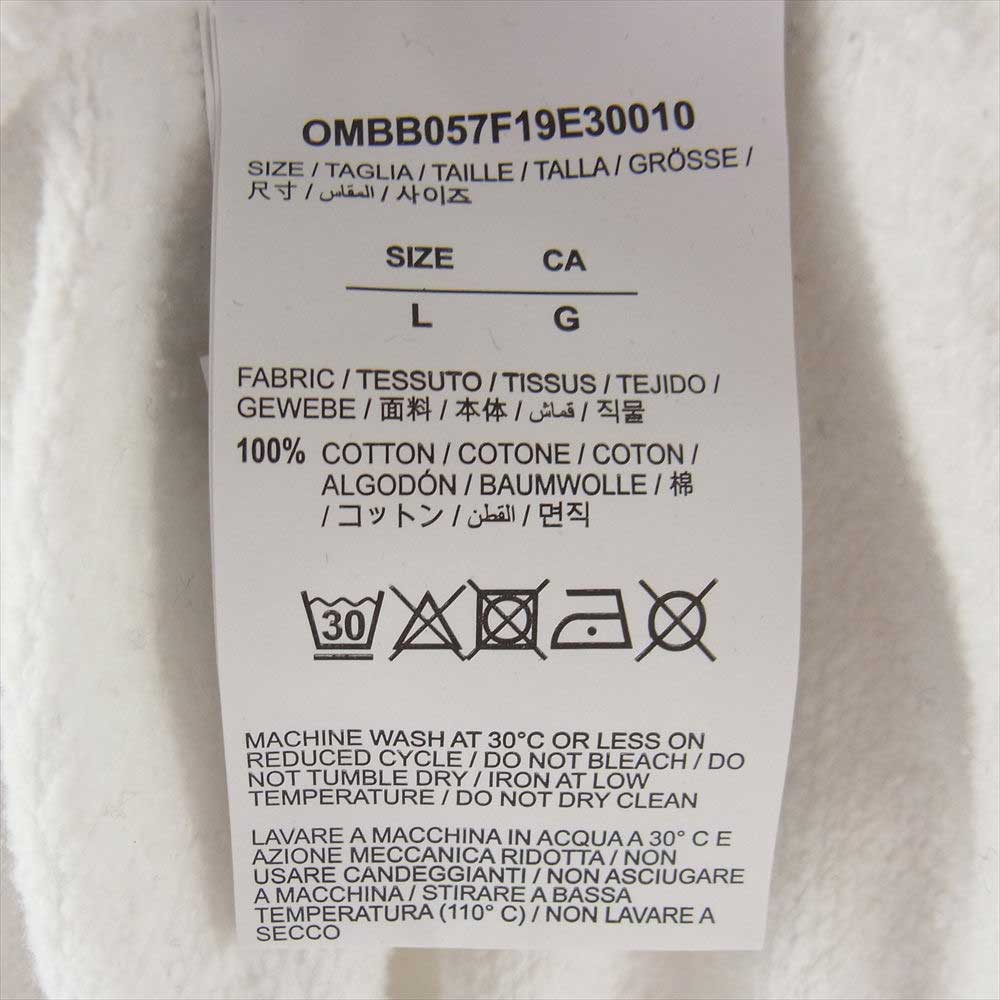 OFF-WHITE オフホワイト OMBB057F19E30010 Hooded Sweatshirt Hoodie アロープリント ドローコード プルオーバー フーディ スウェット ホワイト系 L【中古】