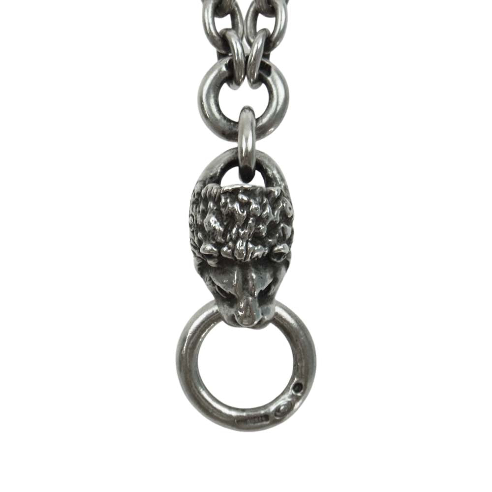 GABOR ガボール Quarter Lion ＆ Quarter Chain Necklace ライオンヘッド ネックレス ギャランティカード有 シルバー系【中古】