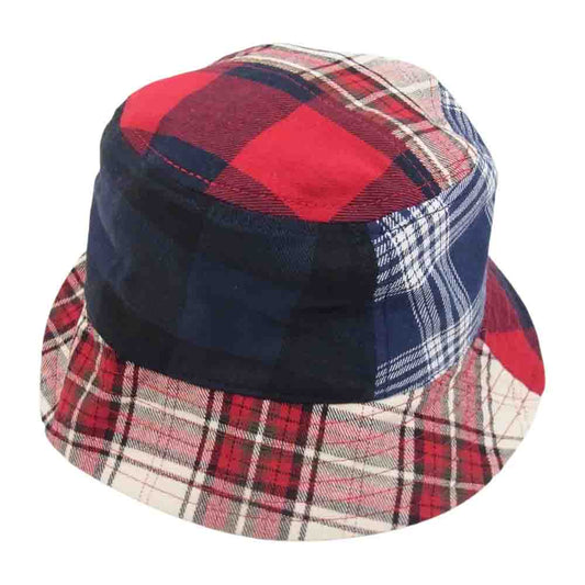 キス mixed plaid bucket hat パッチワ-ク チェック バケット ハット レッド系【中古】