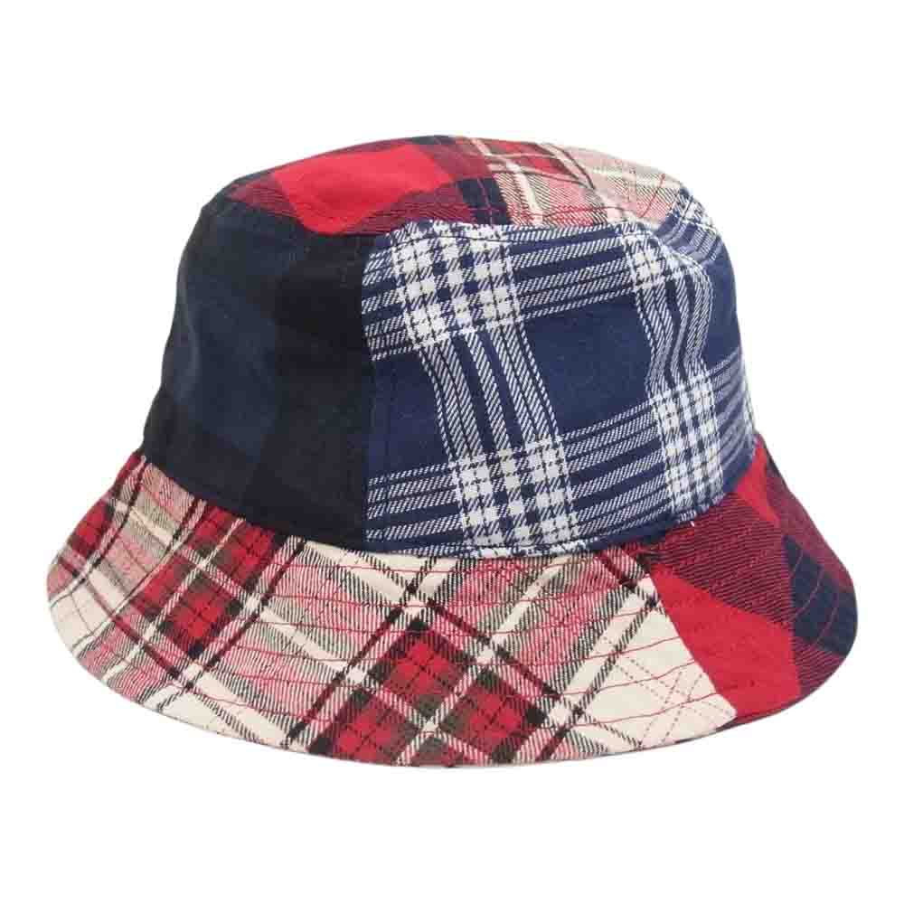 キス mixed plaid bucket hat パッチワ-ク チェック バケット ハット レッド系【中古】