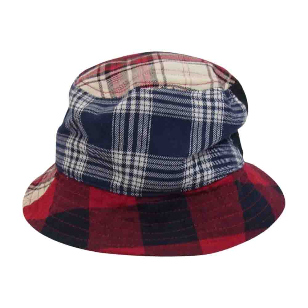 キス mixed plaid bucket hat パッチワ-ク チェック バケット ハット レッド系【中古】