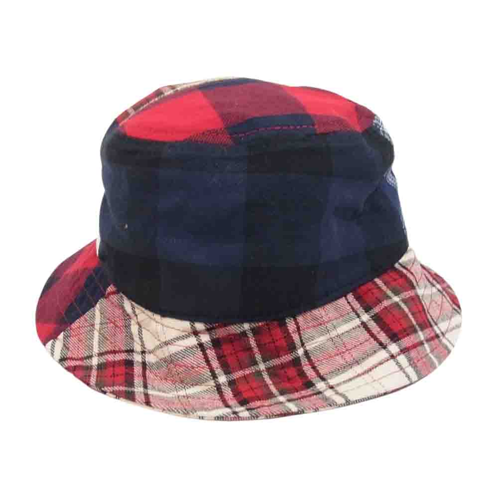 キス mixed plaid bucket hat パッチワ-ク チェック バケット ハット レッド系【中古】
