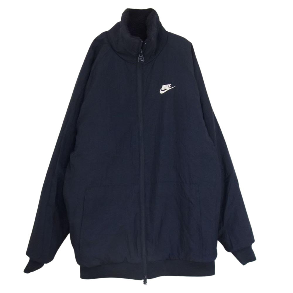 NIKE ナイキ FULL-ZIP REVERSIBLE JACKET ビッグ スウッシュ リバーシブルボアジャケット ネイビー系 L【中古】