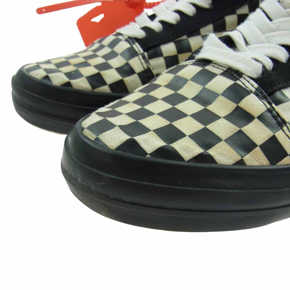 OFF-WHITE オフホワイト OMIA085 LOW VULCANIZEDキャンバス アローロゴ フラッグチェック ローカットスニーカー ホワイト系 ブラック系 26.0cm【中古】