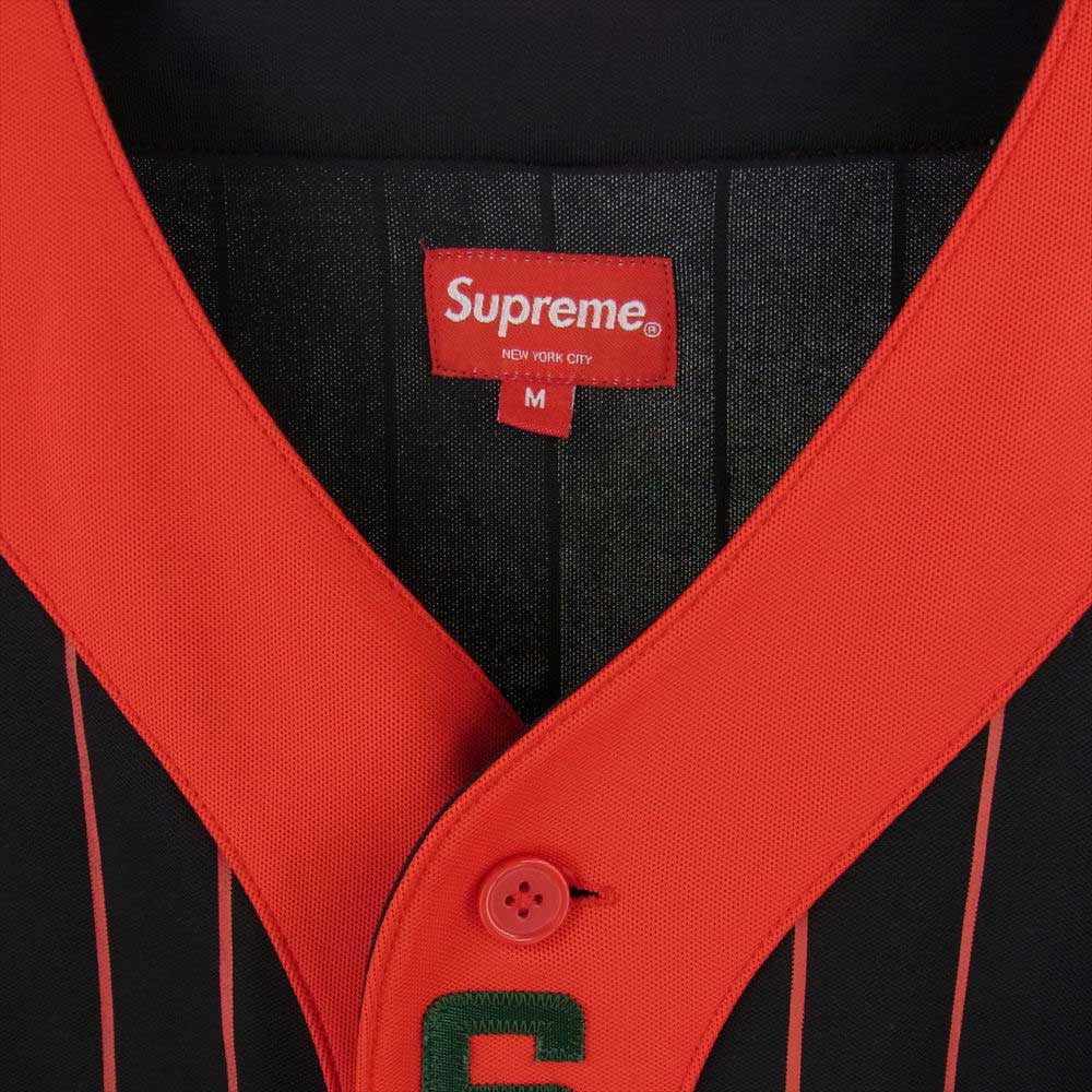 Supreme シュプリーム 18AW Vertical Logo Baseball Jersey バーティカル ロゴ ストライプ ベースボール ジャージ 半袖 シャツ ブラック系 M【中古】