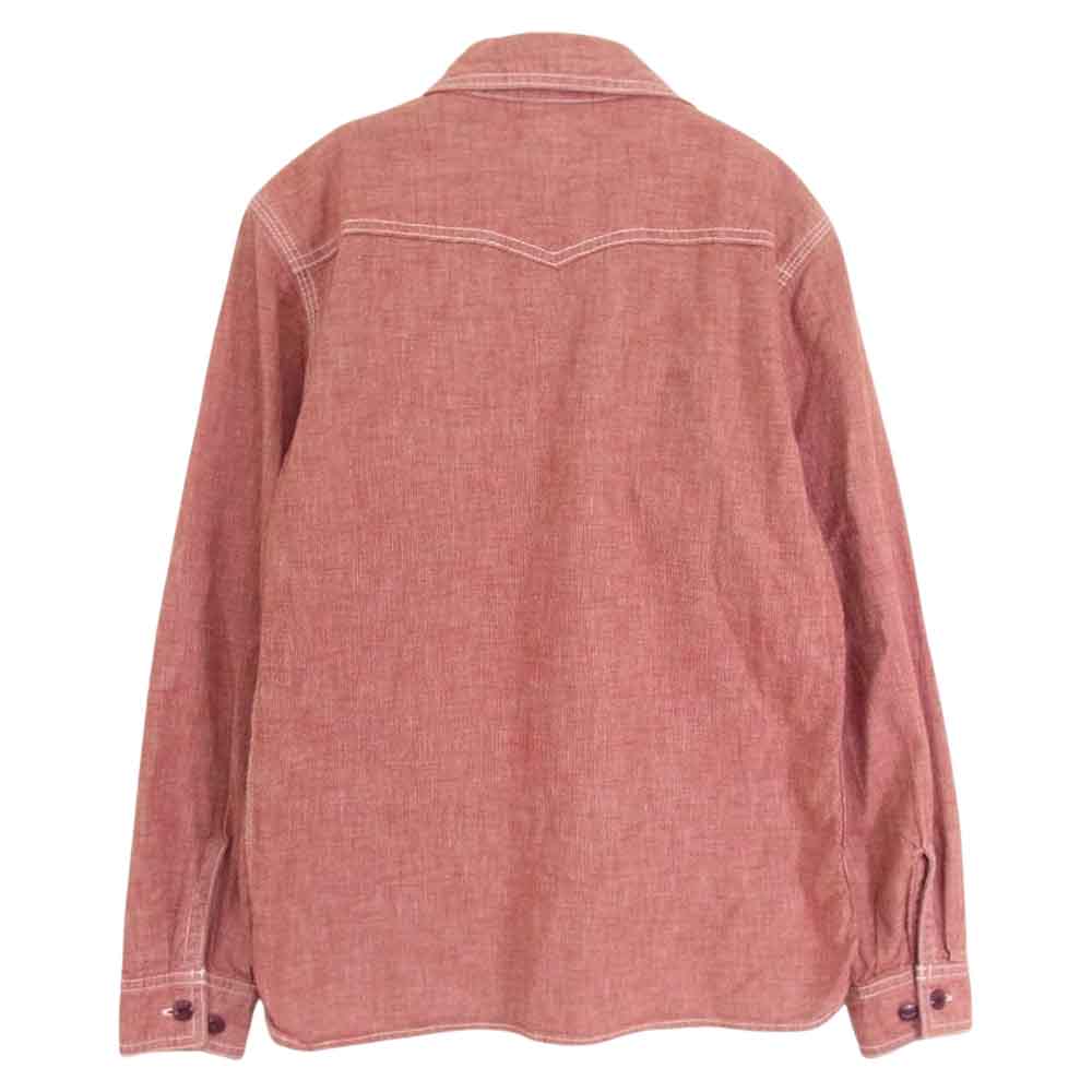 THE FLAT HEAD ザフラットヘッド マチ付き ワーク シャツ レッド系 サイズ表記無【中古】