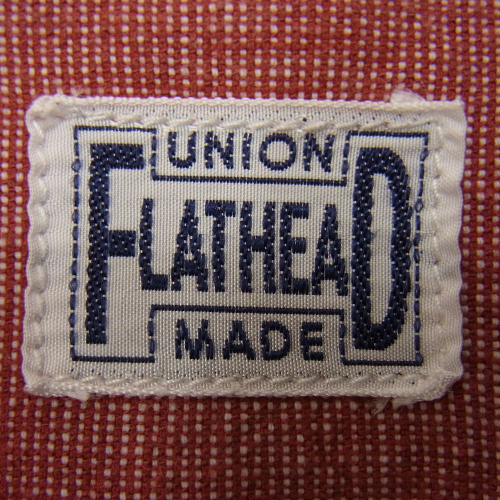THE FLAT HEAD ザフラットヘッド マチ付き ワーク シャツ レッド系 サイズ表記無【中古】