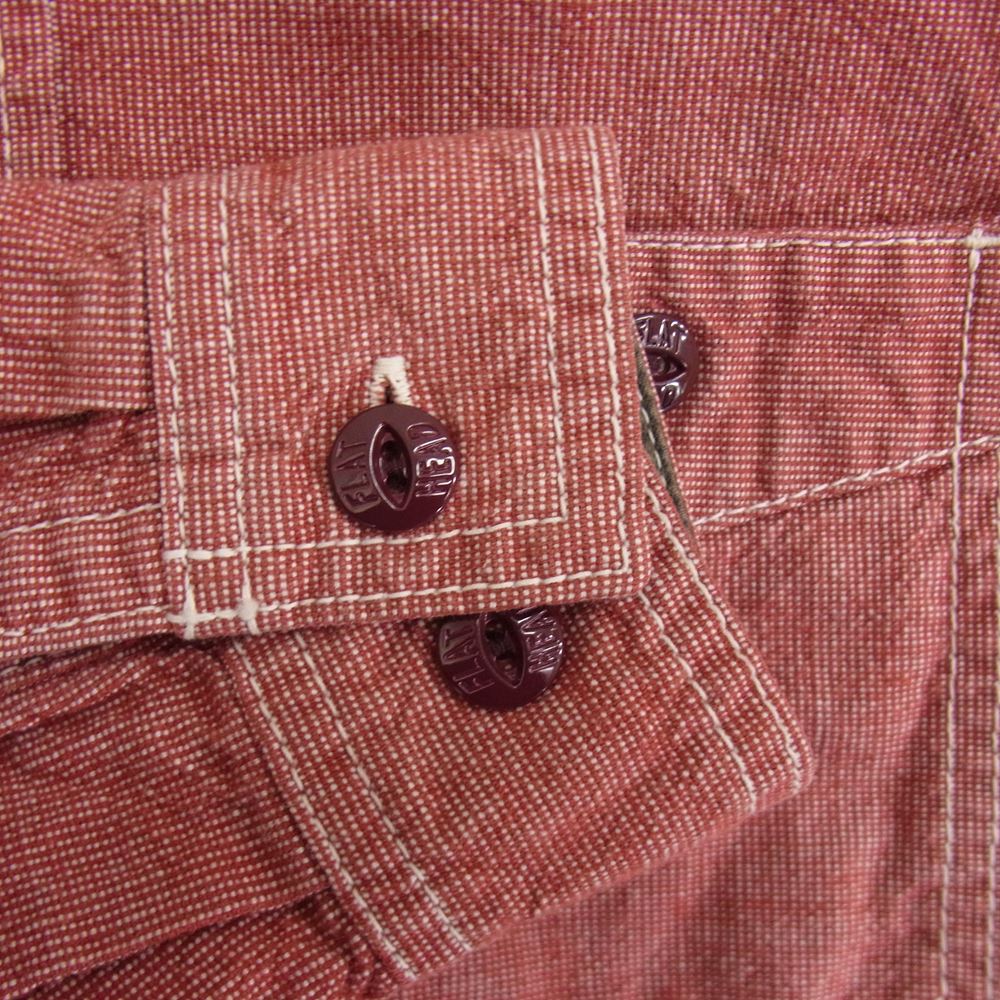THE FLAT HEAD ザフラットヘッド マチ付き ワーク シャツ レッド系 サイズ表記無【中古】
