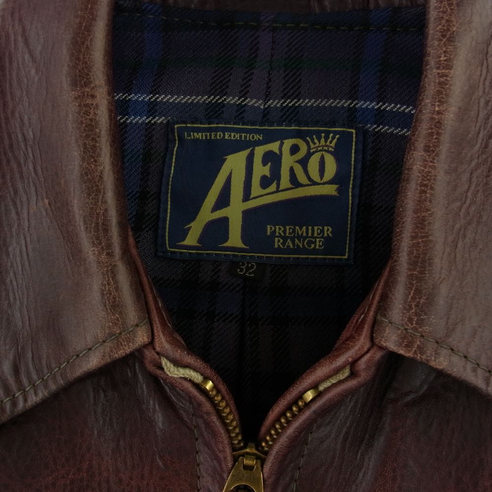 AERO LEATHER エアロレザー HALF BELT STF ハーフベルト ホースハイド レザー ライダース ジャケット ブラウン系 32【中古】