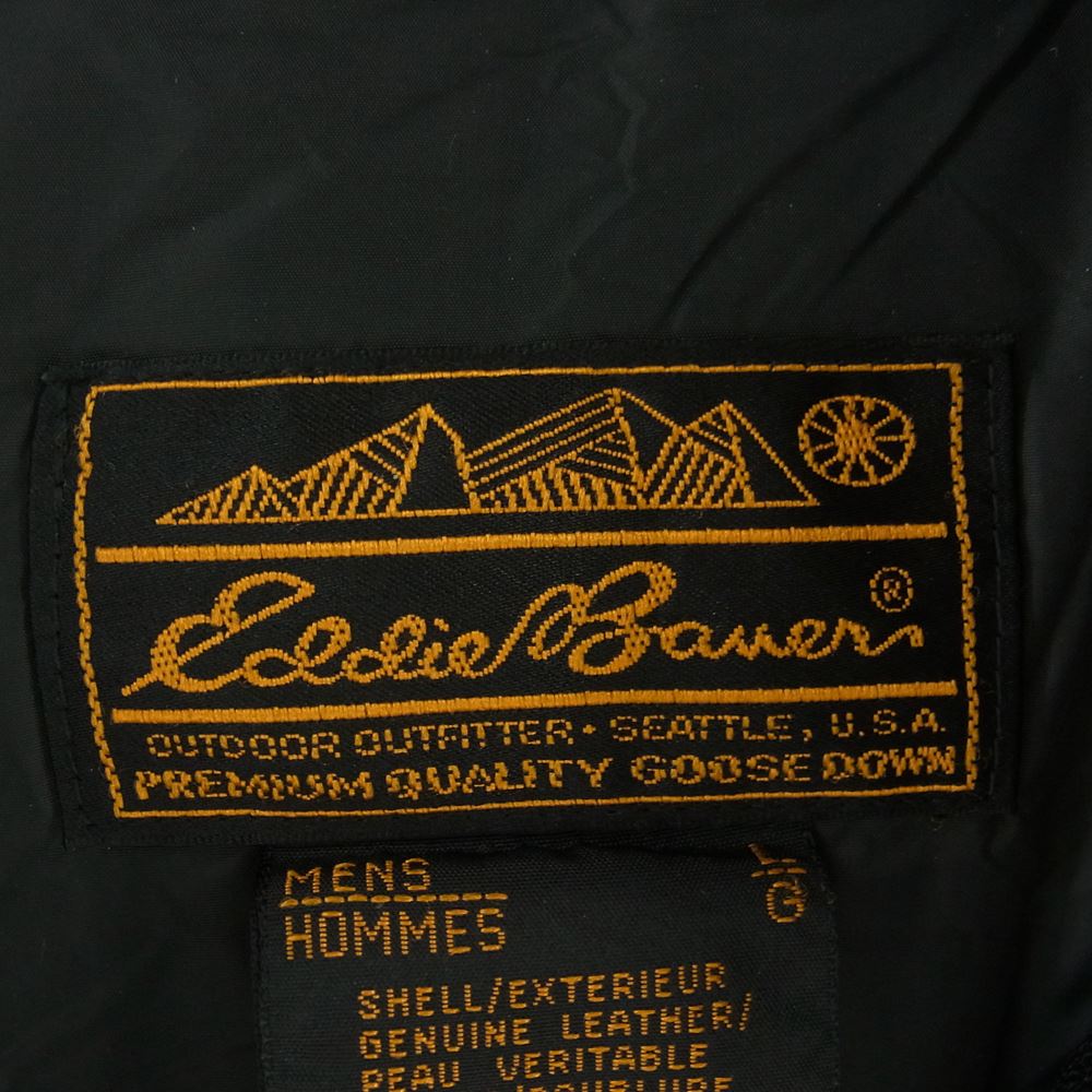 Eddie Bauer エディー・バウアー ヴィンテージ 90s 黒タグ 後期 レザー ダウン ジャケット ブラック系 L【中古】