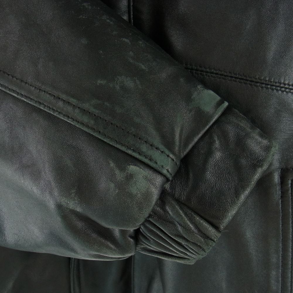 Eddie Bauer エディー・バウアー ヴィンテージ 90s 黒タグ 後期 レザー ダウン ジャケット ブラック系 L【中古】