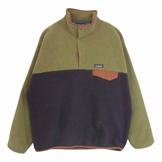 patagonia パタゴニア 19AW 25580 19年製 Lightweight Synchilla Snap-T Pullover ライトウェイト シンチラ スナップT プルオーバー フリース ジャケット カーキ系 L【中古】