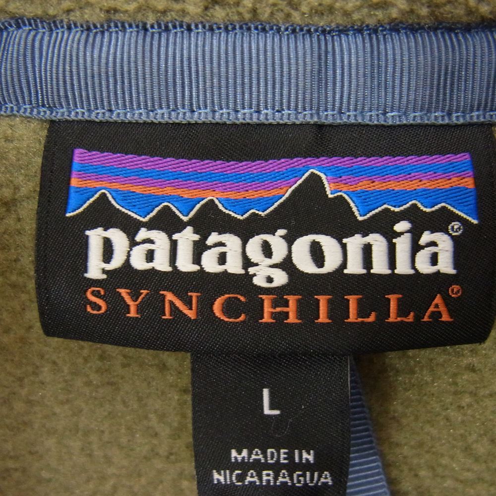 patagonia パタゴニア 19AW 25580 19年製 Lightweight Synchilla Snap-T Pullover ライトウェイト シンチラ スナップT プルオーバー フリース ジャケット カーキ系 L【中古】