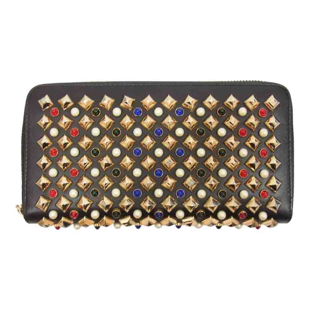 Christian Louboutin クリスチャンルブタン 3165136 PANETTONE パネトーネ ラウンド ファスナー マルチ スタッズ 長財布 ブラック系【中古】